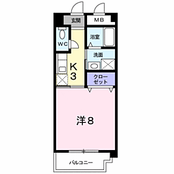 プリムローズ麻里布 1Kの間取図画像