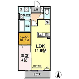 アクシス牛野谷 1LDKの間取図画像