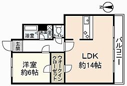 田清ビル 1LDKの間取図画像
