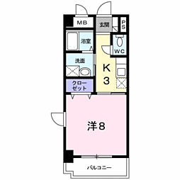 ル・レーヴ 1Kの間取図画像