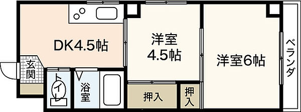 広島県広島市中区住吉町(賃貸マンション2DK・2階・32.76㎡)の写真 その2