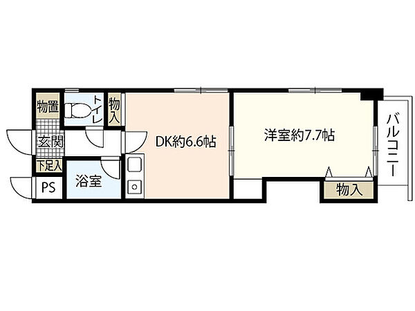 広島県広島市中区土橋町(賃貸マンション1DK・3階・30.00㎡)の写真 その2