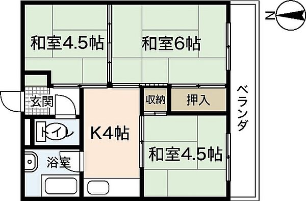 広島県広島市佐伯区海老園4丁目(賃貸マンション3K・2階・37.21㎡)の写真 その2