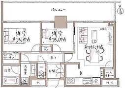 サザンスカイタワーレジデンス 2LDKの間取図画像