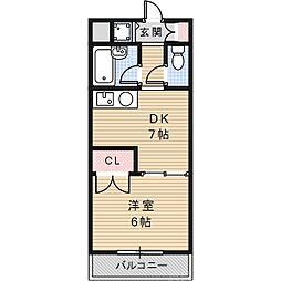 エクセルプレイス白陽 1DKの間取図画像