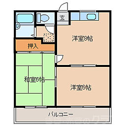 クレセントハイツ 2DKの間取図画像