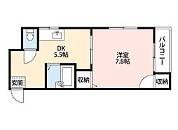 マリーヴィレッヂ 1Kの間取図画像