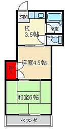 ハイツ北之町B棟 2Kの間取図画像