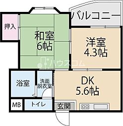 ウエストヒルズ神田 2DKの間取図画像