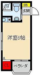 コーポ北中振 ワンルームの間取図画像
