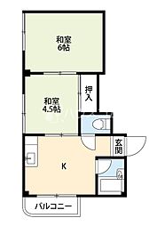 プチメゾン香里園 2DKの間取図画像