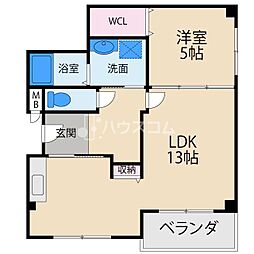アーカンシェル東寝屋川 1LDKの間取図画像