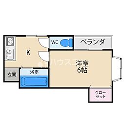 フローラルヴィラ 1Kの間取図画像