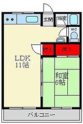 グリーンハイツさんわA棟 1LDKの間取図画像