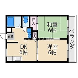 伊予ハイツ 2DKの間取図画像