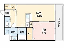 メゾンレヴナ木田町 Aタイプ 1LDKの間取図画像