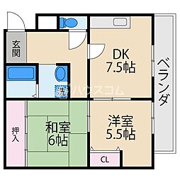 レジデンスJOY 2DKの間取図画像