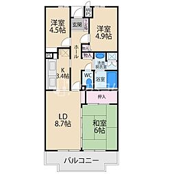 グリーンヴィラ御領 3LDKの間取図画像