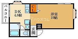 本町マンション 1DKの間取図画像