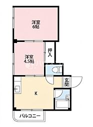 プチメゾン香里園 2Kの間取図画像