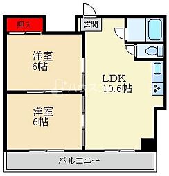 コスモハイツ三木 2LDKの間取図画像