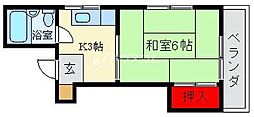 デーム香里ベータ 1DKの間取図画像