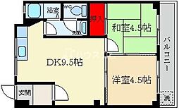 オレンジマンション 2LDKの間取図画像
