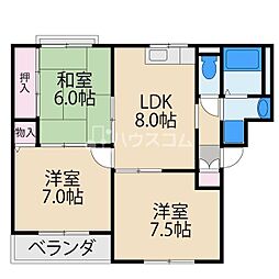 MクレールA 3DKの間取図画像