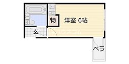 サンライズ萱島信和 ワンルームの間取図画像