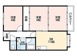 マンションウエストプラザ 3DKの間取図画像