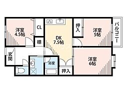 マンションウエストプラザ 3DKの間取図画像