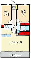 グレースコート香里園 2LDKの間取図画像