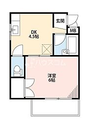 シャルマンS 1DKの間取図画像