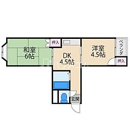 第二松田ハイム 2DKの間取図画像
