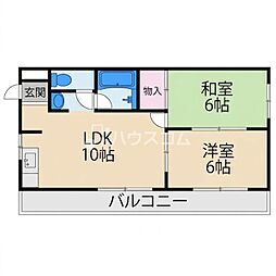 プレアール蔀屋本町 2LDKの間取図画像