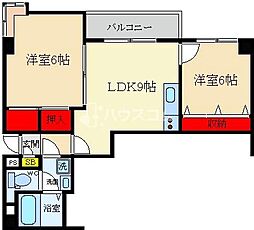 カルチェ・ダムールAブロック 2DKの間取図画像