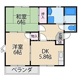 ハイツヒミコ 2DKの間取図画像