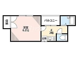 ヴォーグシャトー 1Kの間取図画像