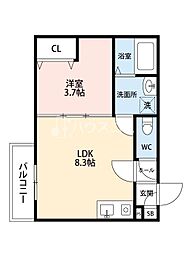 ジーメゾン寝屋川秦町ルシェール 1LDKの間取図画像