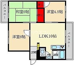 神田ハイツ 3LDKの間取図画像