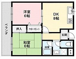 エクセル池田 2DKの間取図画像