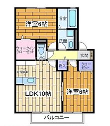 コンフォート東寝屋川 2LDKの間取図画像