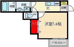 ディアコート香里 1Kの間取図画像