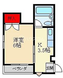 シャルマン下田 1Kの間取図画像