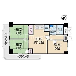 丸信リバーサイドコーポ第2棟 3LDKの間取図画像