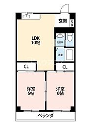 ハイクレスト光善寺 2LDKの間取図画像