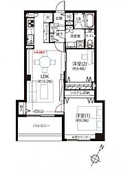パルテール目黒青葉台 2LDKの間取図画像