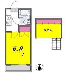 カーサクレールB 1Kの間取図画像