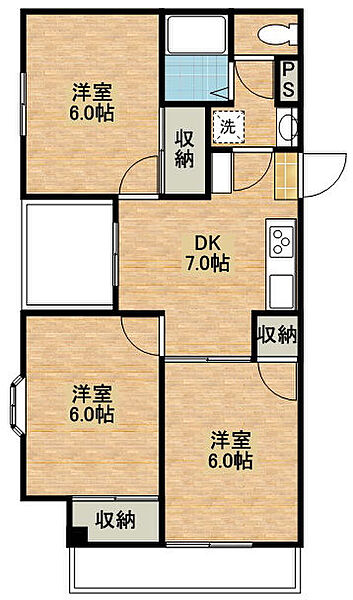 幸栄コーポI 201｜栃木県宇都宮市元今泉4丁目(賃貸マンション3DK・2階・52.65㎡)の写真 その2