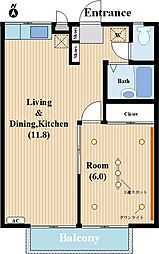 エステートピア斉藤 1LDKの間取図画像